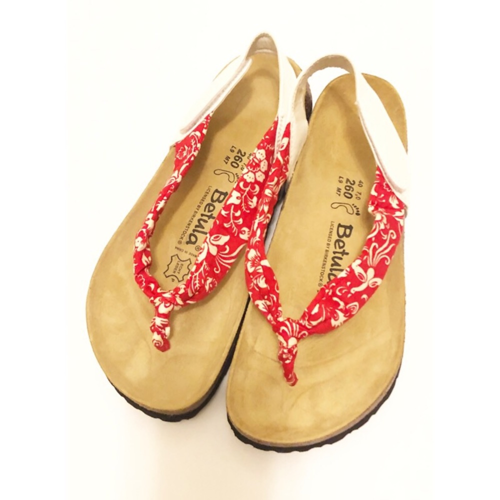 Birkenstock | Betula Red & White Fabric Sandals